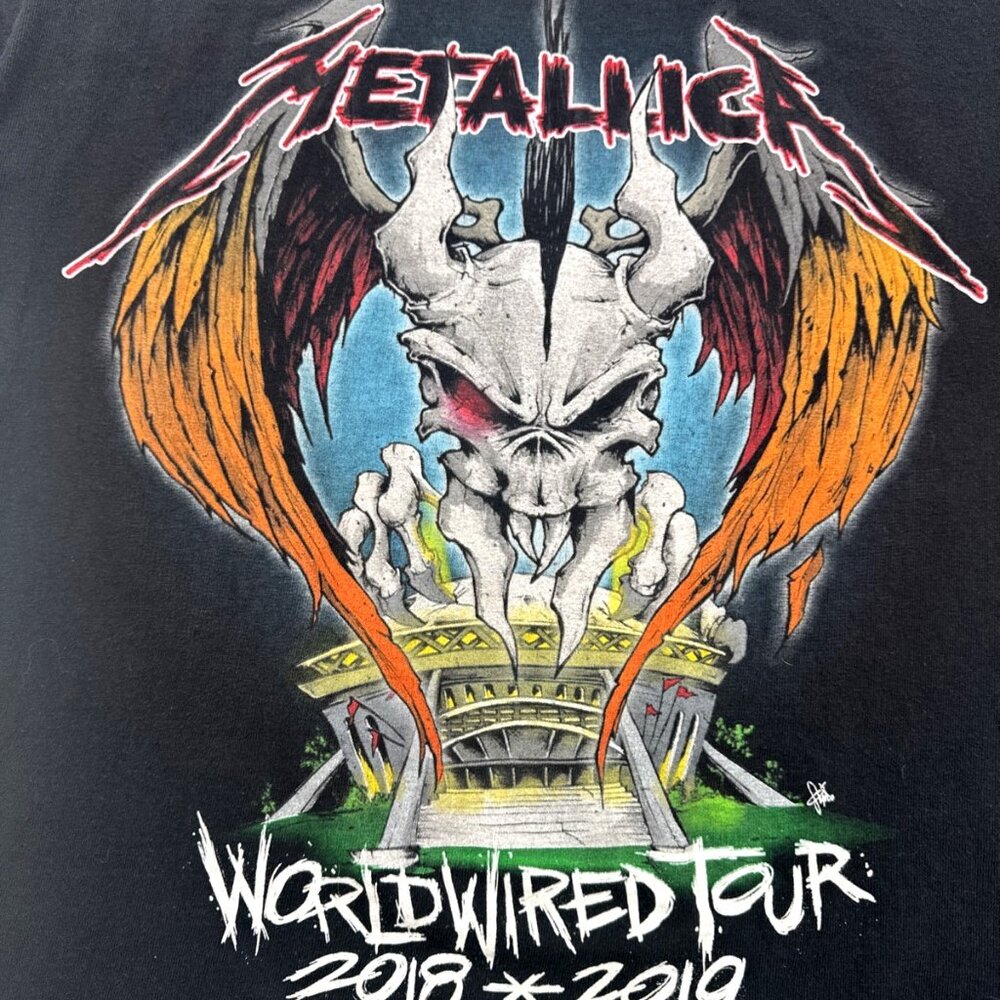 Metallica T Shirt Mens Large Black World Wired Tour 2018 2019 Concert Skull Tee - Picture 4 of 9